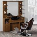 Salon Mirror Station High Quality Vintage Marble Barber Mirror Station with Ceramic Bowls Hair Salon Equipment
