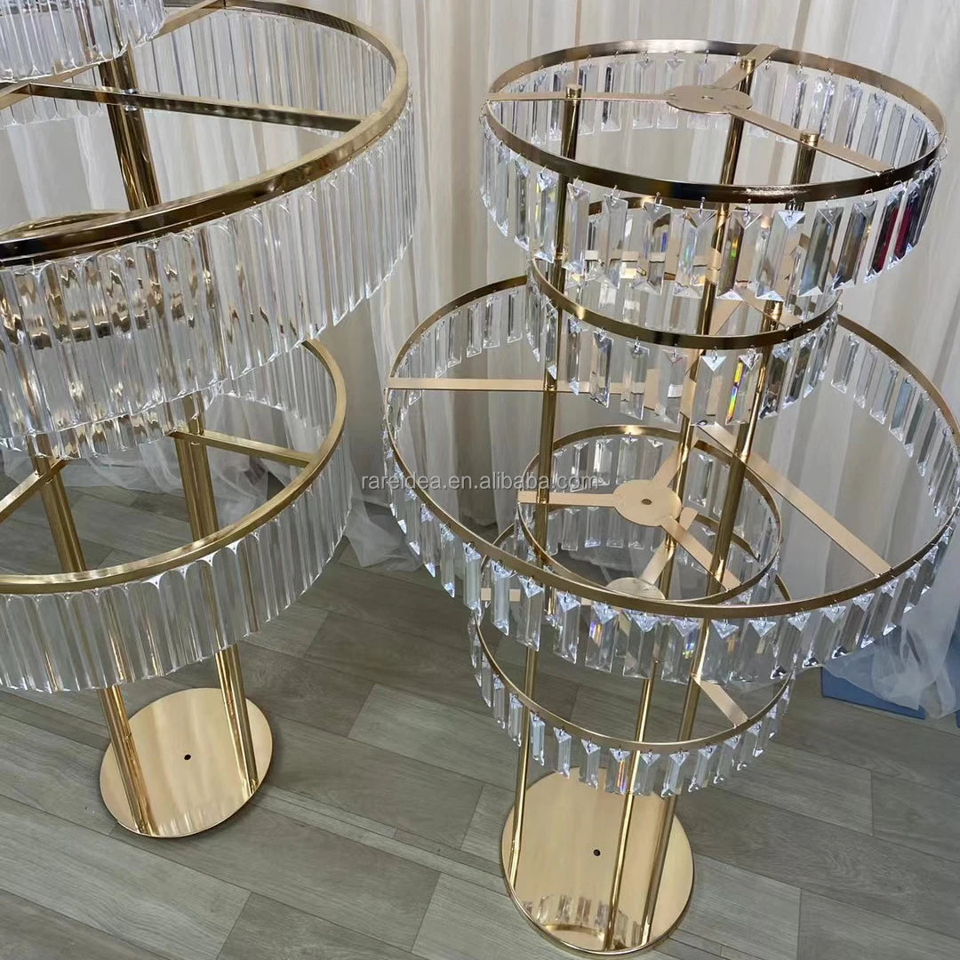 Tall Gold Mental Crystal Wedding Centerpiece Table Decoration Flower Stand for Tables