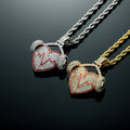 New Iced Full Zircon Heart Shape Pendant Necklaces Hip Hop Jewelry Brass Gold Plated Rope Chain Beating Heart