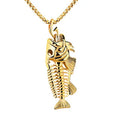 Lucky Biker Hiphop Cool Men Jewelry Fish Bone Design Stainless Steel Fish Pendant for New Arrival Necklace