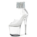 Stripper 20cm Pole Dance Transparent Peep Toe 8 Inch Nightclub Performance Bridal Thin High Heel Sexy Dancing Shoes Transvestite