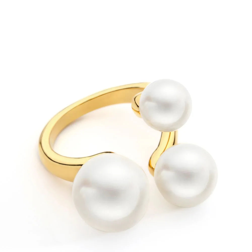 Gold Color Beautiful Pearl Midi Knuckle Ring Set Women Crystal Main Stone Copper Ladies' Fashion Parties Bague Femme Anillos