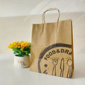 Custom Printed Supermarket Coffee Drink Tea Shop Takeaway Take Out Kraft Gift Shopping Packaging Paper Pouches Bag With Handles