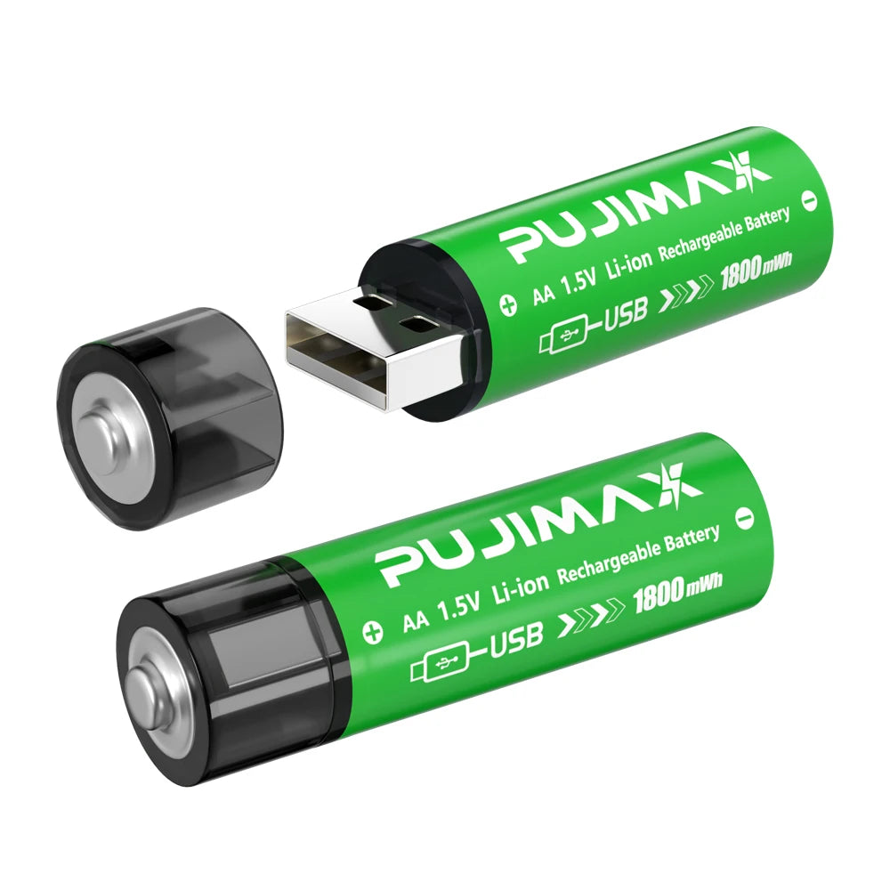 PUJIMAX Type-A 1.5V AA Double New Trends Rechargeable USB Charging Lithium-Ion Battery Pack with USB Port