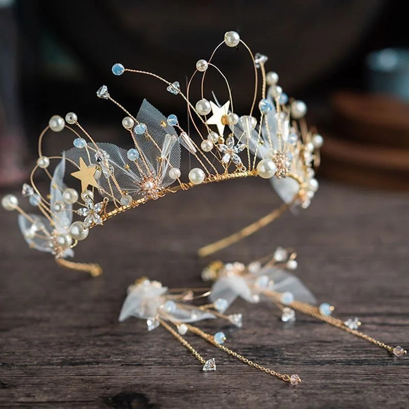 Sweet Women's Bohemian Flower Crown Headband Flower Decoration Bridal Hair Accessories Set