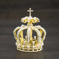 Custom Wholesale Miss World Beauty Pageant Crown for Wedding Cake Decorative Pearl Cross Tiaras Crowns