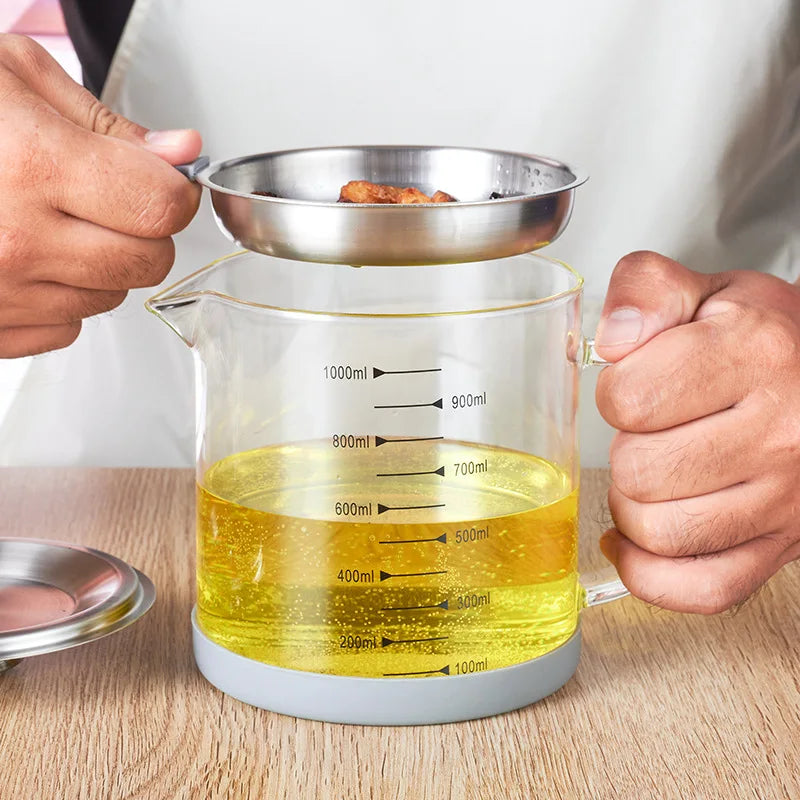 Kitchen Cooking Clear High Borosilicate Glass Vinegar Sauce Condiment Olive Oil Bottle Dispenser Set with Handle