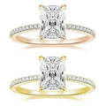 Hot Selling TELULA 925 Sterling Silver Plated Gold Zircon Engagement Ring Premium Quality Wedding Radiant Cut Gemstone Third