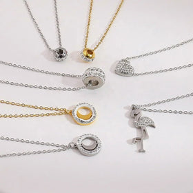 Factory Price Crystal Pendant Charms Woman Jewellery Stainless Steel 18K Gold Fashion Jewelry Animal Pendant Necklaces for Girls