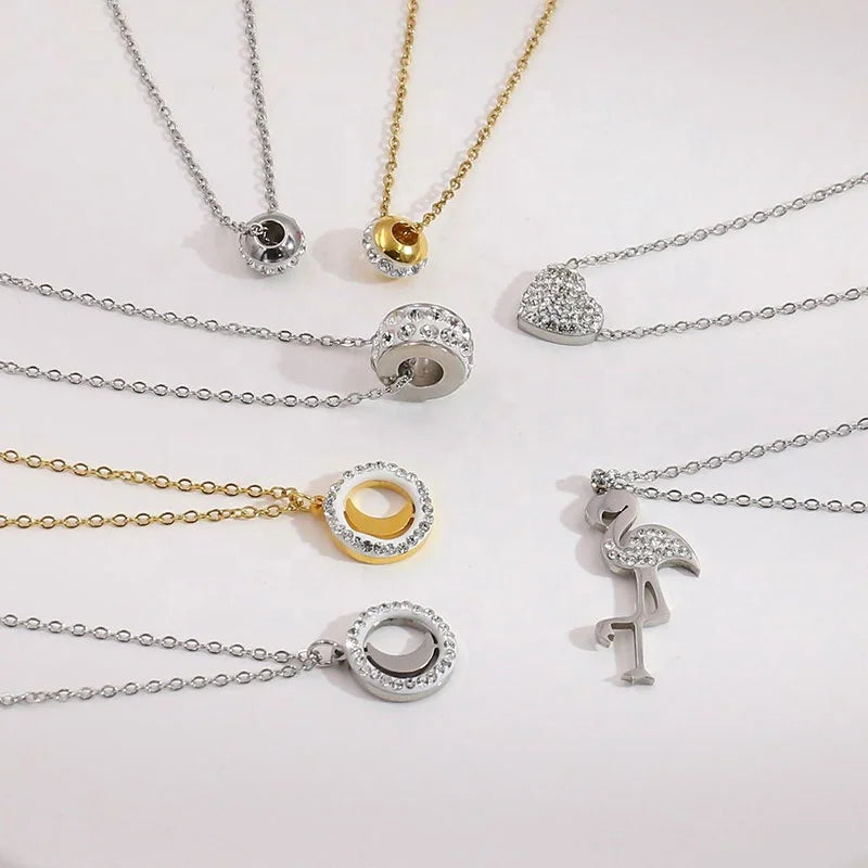 Factory Price Crystal Pendant Charms Woman Jewellery Stainless Steel 18K Gold Fashion Jewelry Animal Pendant Necklaces for Girls