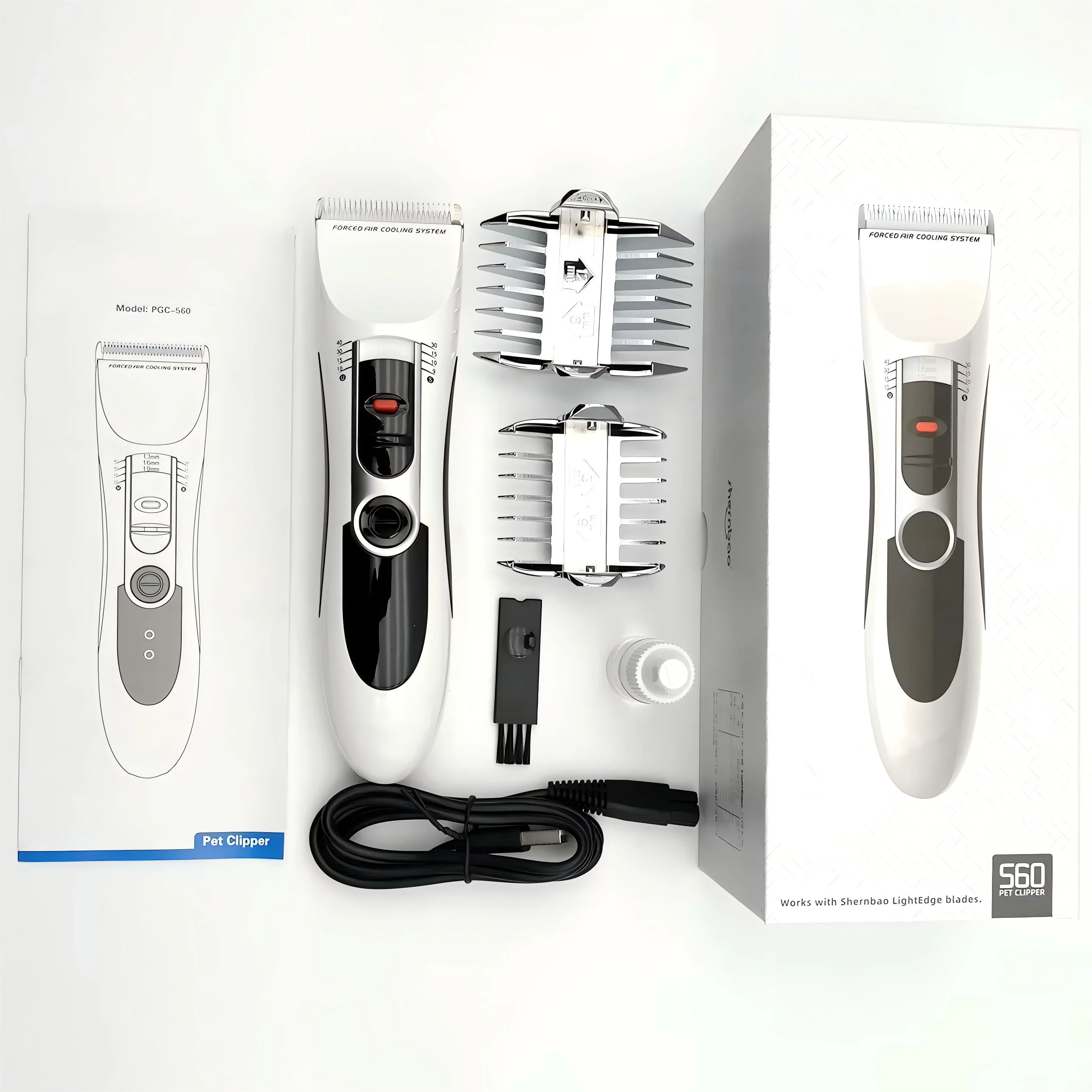 PGC-560  Precise and Quiet and Low Noise  Pet Grooming Clipper Electric USB Rechargeable Detachable Blade