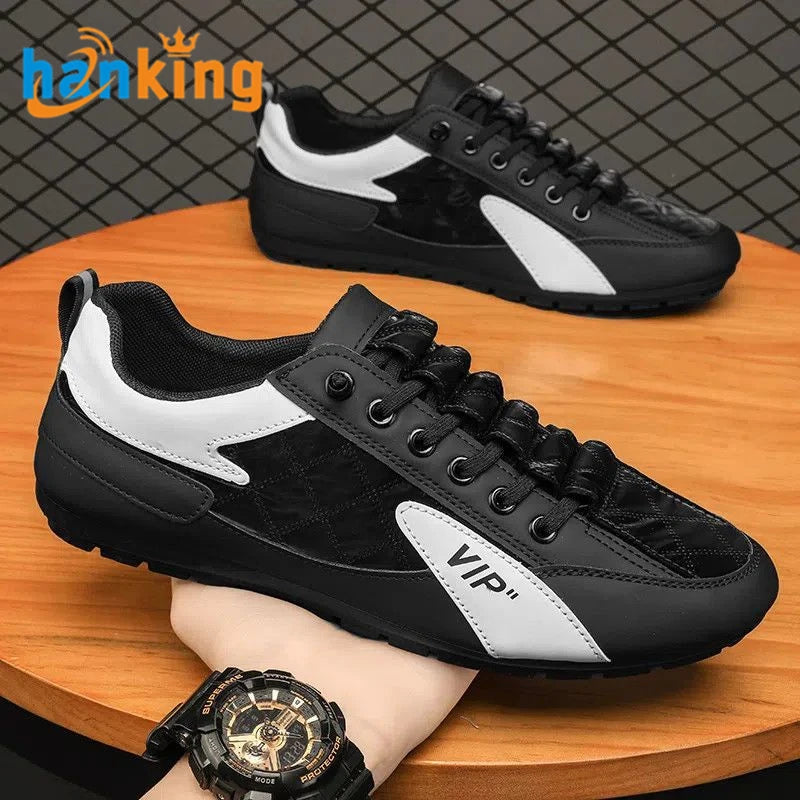 Ehanking Trendy Mens Breathable Lace-up Sneakers Flat Bottom Casual Walking Shoes Soft Sole Comfortable Comfy Casual Shoes