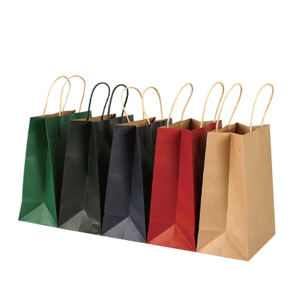 Customized Your logo Designer Beautiful Premium Bulk Small Pe Coated Cardboard Carrier Paper Bags with Sturdy Handles