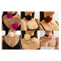 European & American Vintage Style French Pink Velvet Fabric Handmade Rose Flower Necklaces Collar Choker
