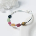Mixed Tourmaline Protection Bracelet 925 Sterling Silver 7mm Oval Tourmaline Bracelet for Women