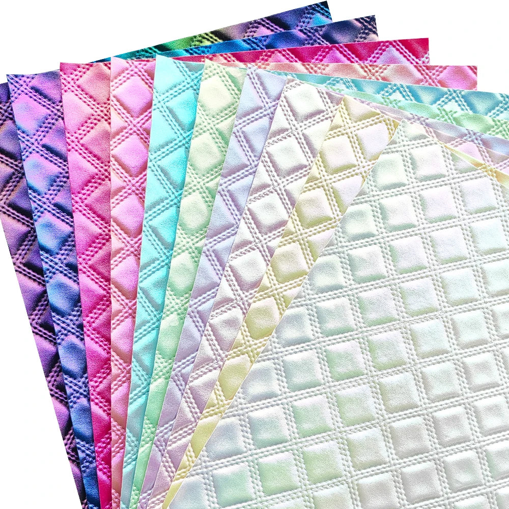 0.75mm Diamond Pattern Faux Leather Shiny Embossed Leather Multi-Color for Automotive Interior