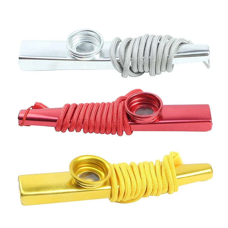 Kids Novelty Whistle Toy Vocal Kazoo With String Kazoo New Design Good Gift for Children Best Selling Alloy Metal Flute Toy