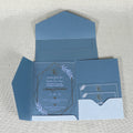 Light Blue Luxury Velvet Pocket Wedding Invitation with Watercolor Ink Printing clear Acrylic Invitation Card and Envelope