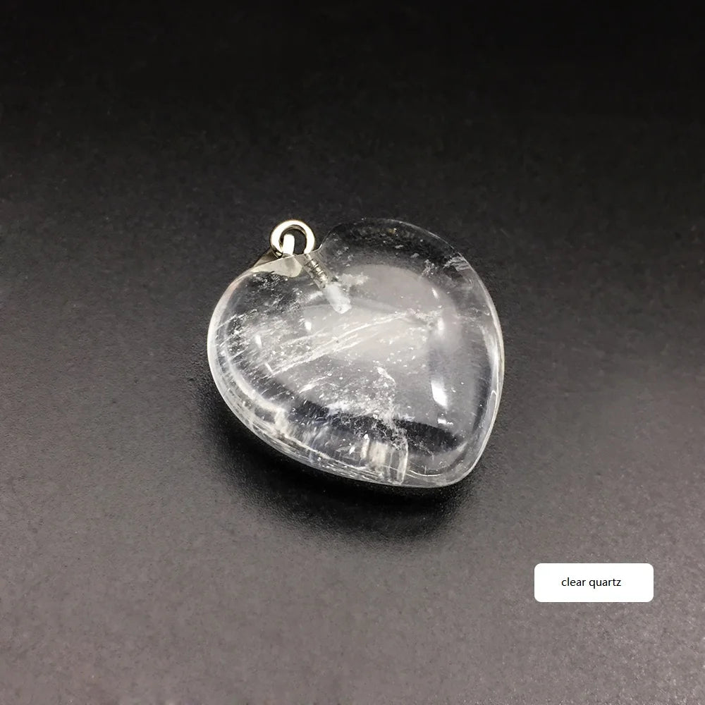 Hongzhuo Natural clear Quartz Stone Pendant Heart Shape Tini Pendant Stone Jade Pendant Jewelry Ornament Necklace for Gift Jewelry