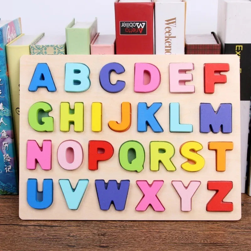Montessori Learning Board Educational Toys Wooden Alphabet Number Puzzles Board