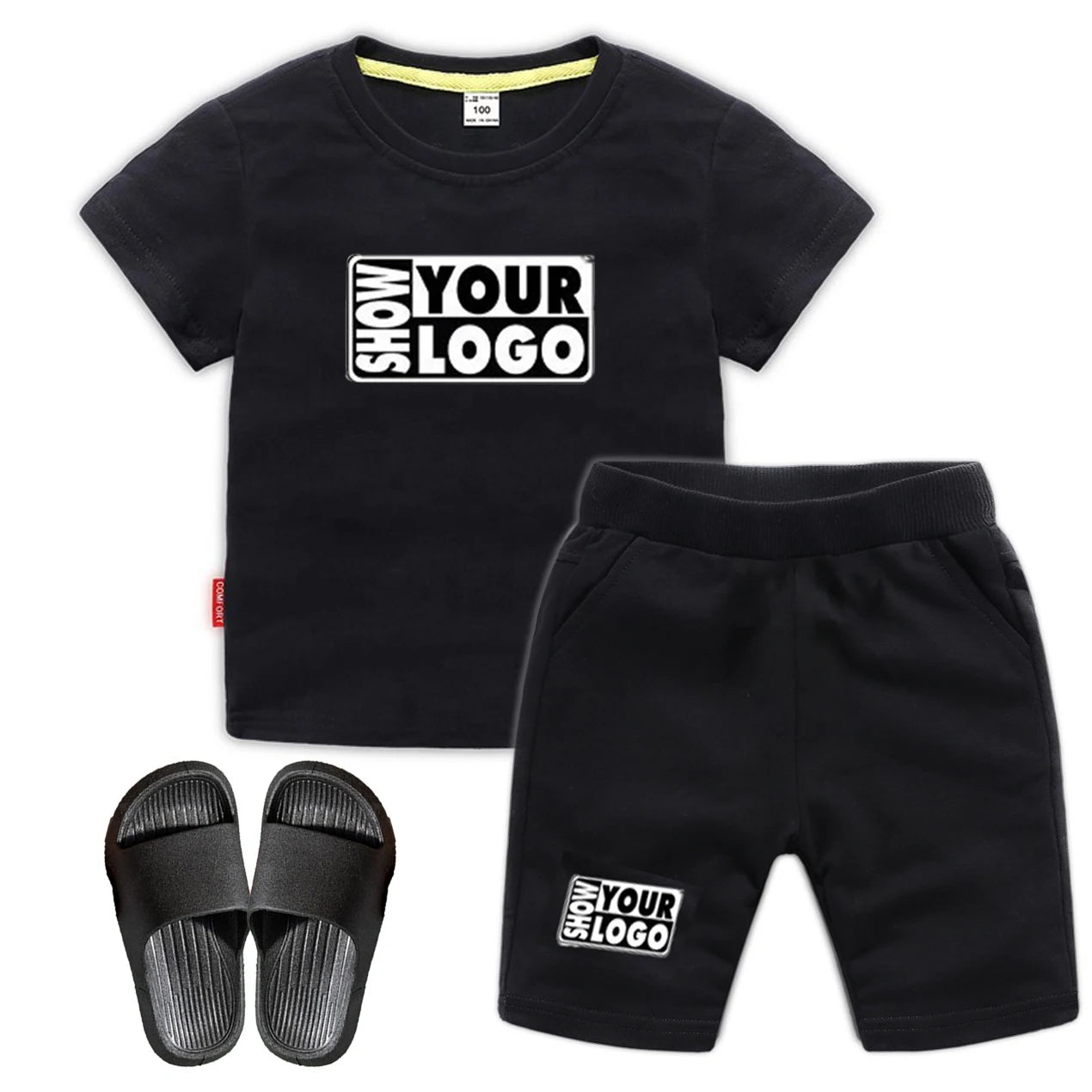 Drop Kids Summer Sports Casual Short Sleeve Clothing Sets Short Sets With Shoes Kids Clothing Sets