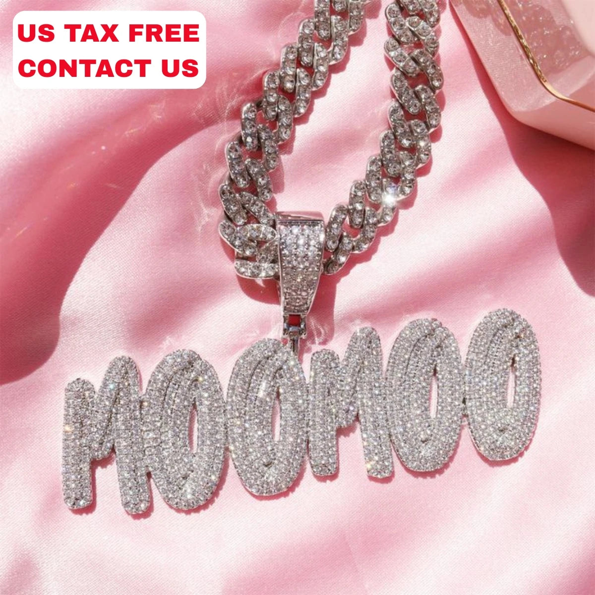 Custom Hip Hop Jewelry Letter Necklace Chain Personalised Diamond Name Letter Pendant Necklace Double Layers Bling Christmas Gif