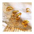 EManco Trendy Fashion Designer Earrings 316 Stainless Steel with Vintage18k Gold PVD Fine Jewelry C-Shape Earrings