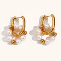Dingran Fashion Women Jewelry U Shape Fresh Water Pearl Earring Gold Plated Jewelry Joyas Chapadas En Oro