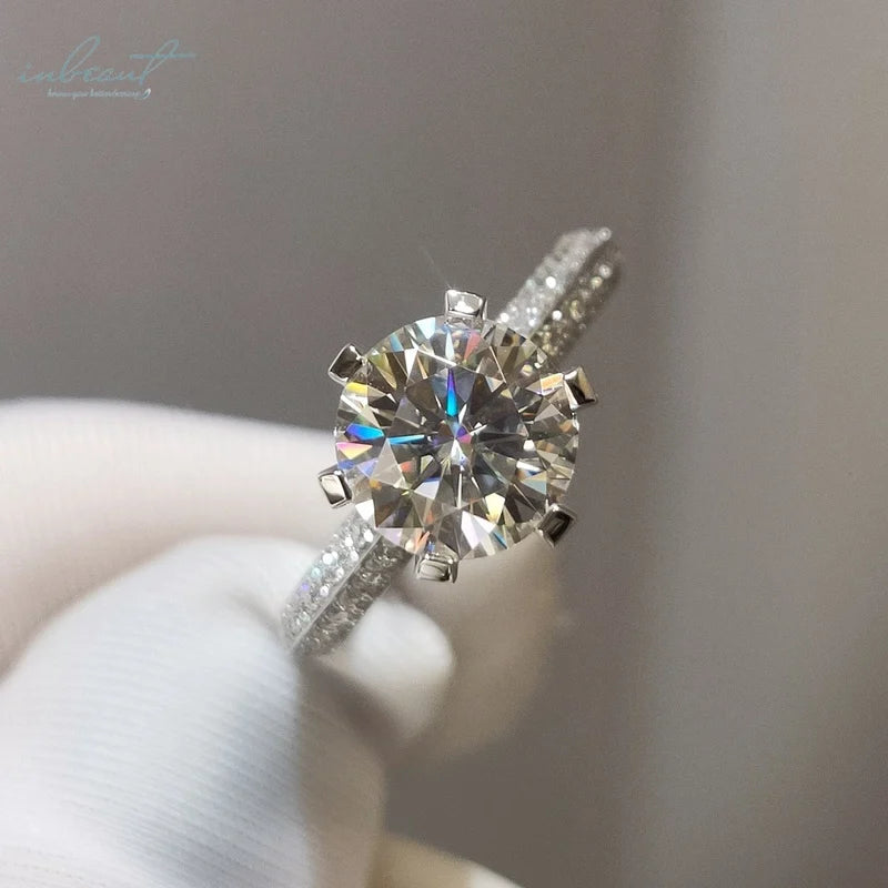 Silver 925 Original Brilliant Cut 1-3 Carat Diamond Test Past D Color Moissanite Half of Country Ring for Women Fine Jewelry