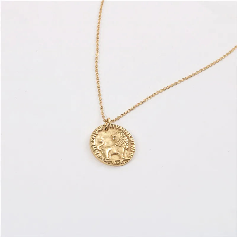 Fenny Wholesale 18K PVD Plated Creative Personality Animal Lion Pendant Stainless Steel Choke Chain Necklace for Women