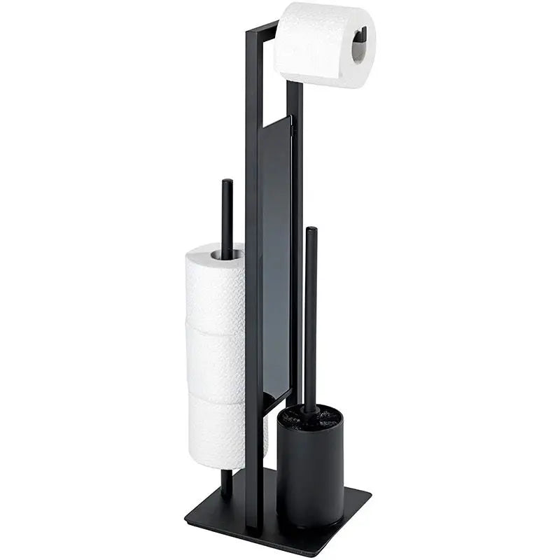Floor Mount Toilet Tissue Holder Set with Toilet Brush Holder Roll Paper Rack