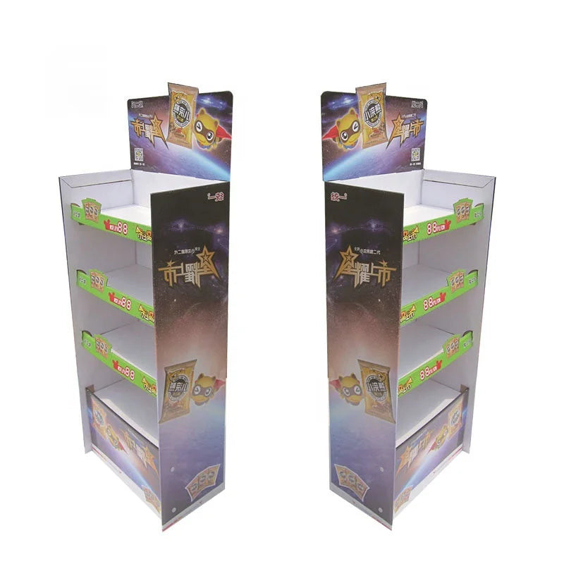 Customized POP Carton Paper Display Stand Supermarket Food & Potato Chips Cardboard Floor Display Rack