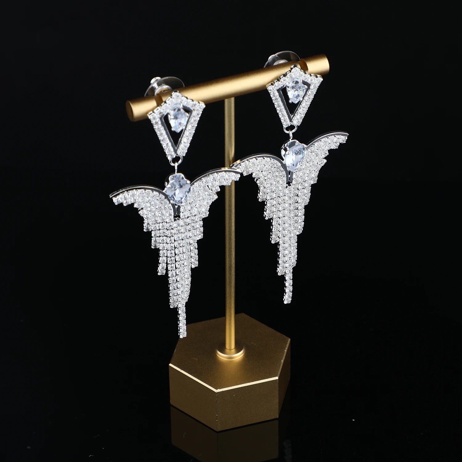 Fashion Luxury Designer Earrings Women Elegant Ladies Bridal Jewelry Bling Silver Color Cubic Zirconia Tassel Earrings