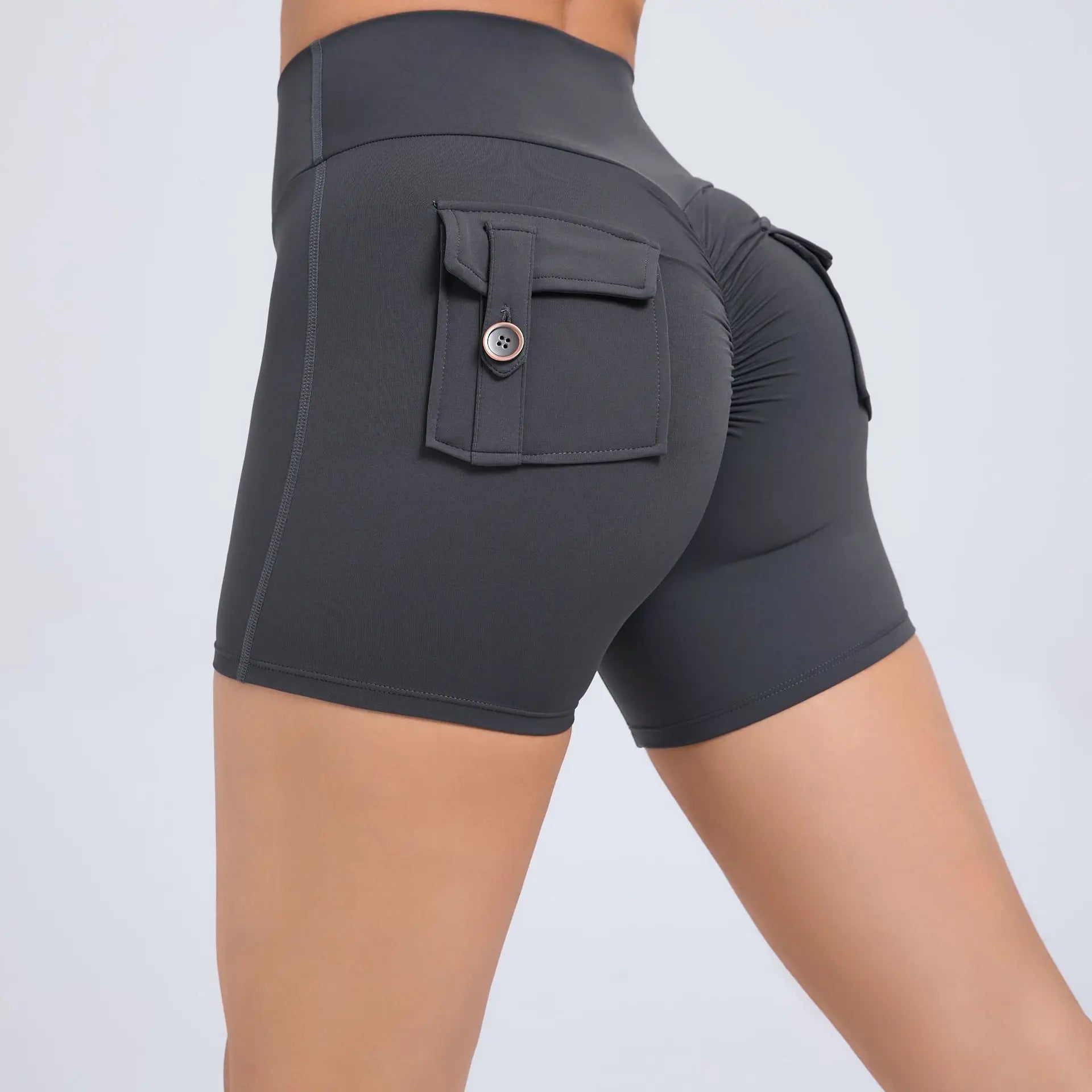 Four-Way Stretch High Waist Fitness Shorts Women Biker Gym Butt Lifting Booty Yoga Shorts With Pockets