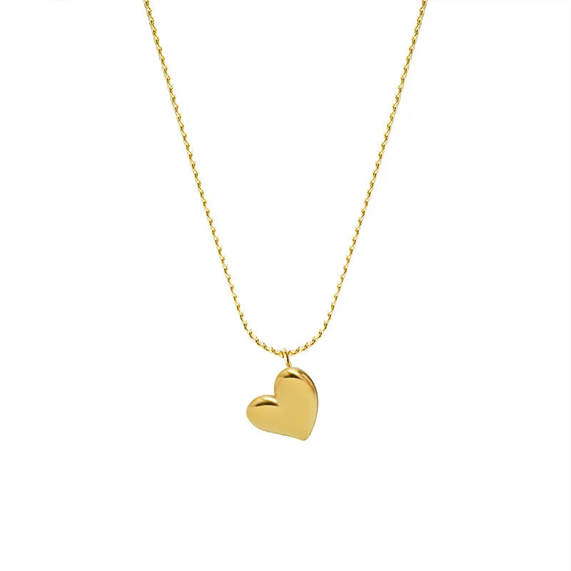 Simple 18k Gold Plated Stainless Steel Peach Heart love Pendant Necklace Jewelry Valentine's Day Gift for Woman