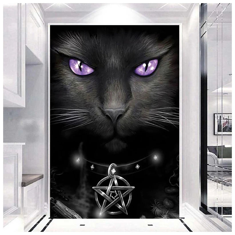 5D Diamond Painting Animal Black Cat Square/Round Full Drill Painting Canvas Wall DIY Painting Decoration Embroidery Accessory