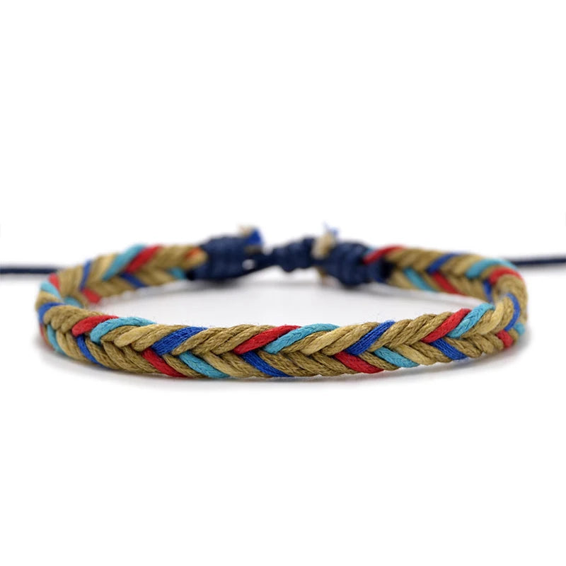 AFS-012 Pink Bohemian Braided Cotton Rope Wrap Bracelets Ethnic Anklet Adjustable Size for Men Women Wedding & Party