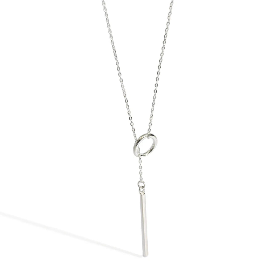 Custom Vertical Bar Necklace Jewelry for Women 925 Sterling Silver Statement Lariat Y Pendant Drop Thin Flat  Bar