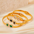 MECYLIFE Adjustable Bangle Open Cuff Bracelet Luxury Color Diamond Jewelry Bracelet Stainless Steel Cubic Zirconia Bangles