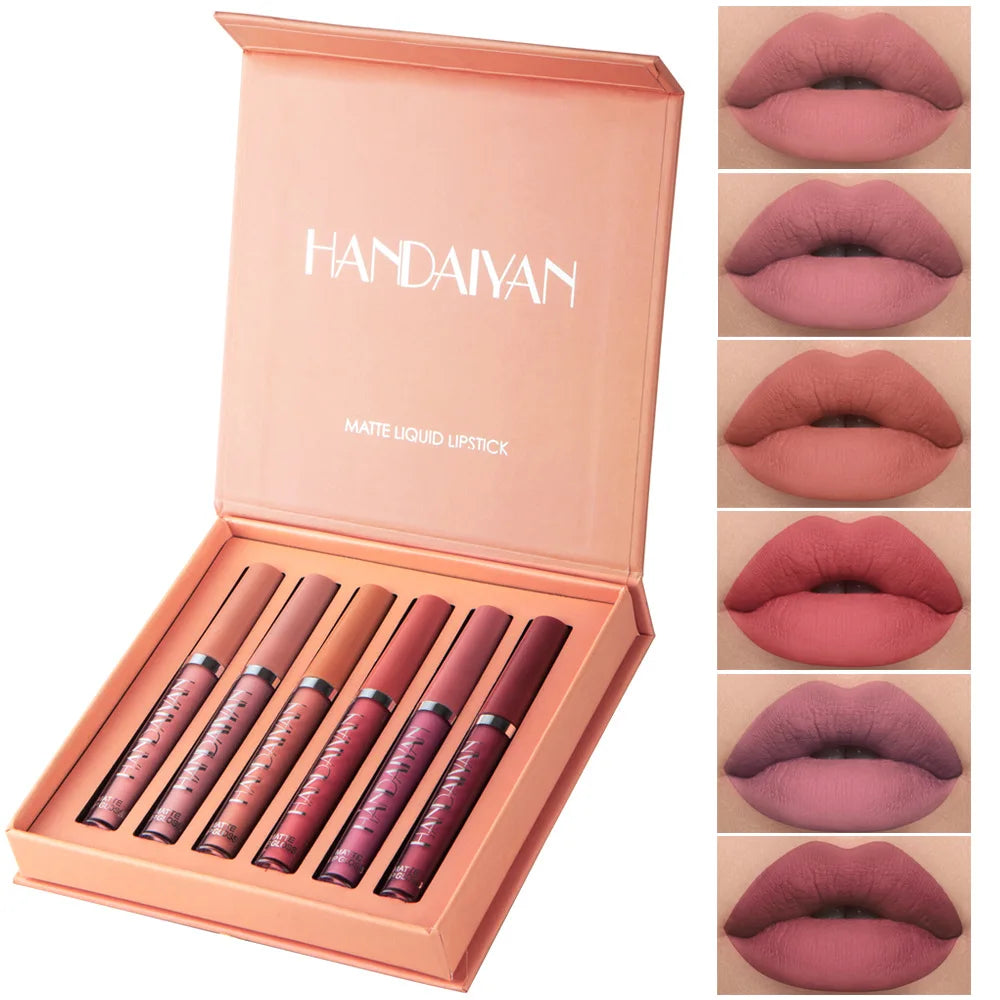Most Popular Handaiyan ECO Friendly Waterproof Lipgloss in Pakistan New Lipgloss Lipstick Kit 6 Pack Box Kit