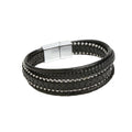 Boys Jewelry Silver Plating Magnetic Clasp Braided Leather Ball Chain Bracelet