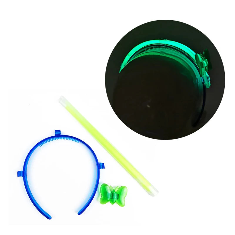 Kids Party Supplies Favors One Set Neon Glow Stick Headband Butterfly 8 Inch Glow in the Dark Bracelet