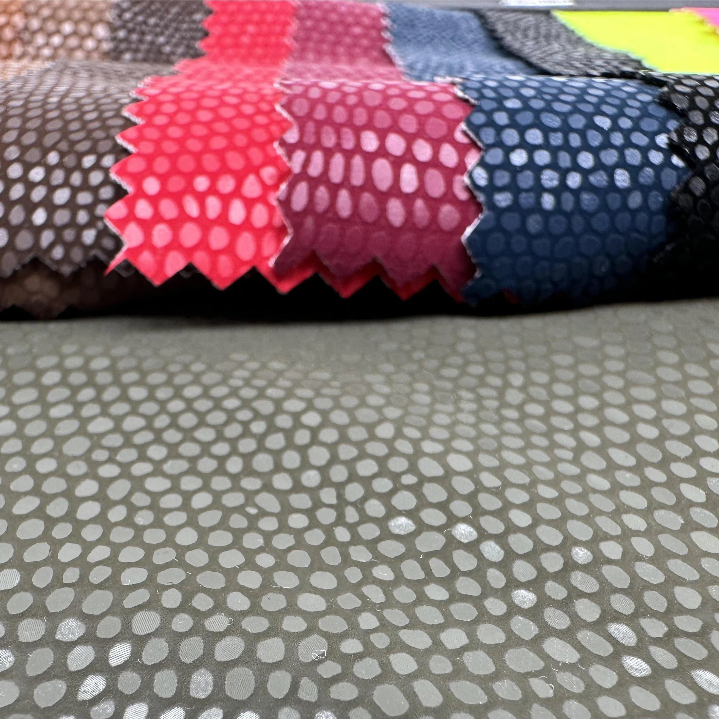 PFAS FREE Ready to Ship Regular Colorful Scale Pattern Synthetic Leather 4 Way Stretch Leather Material Fabric for Pants