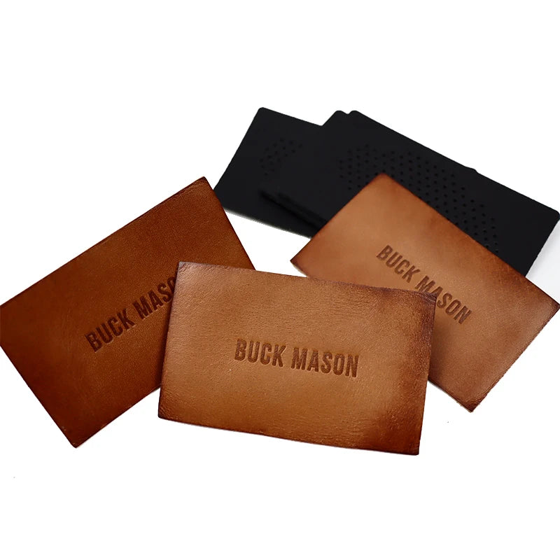 Wholesale Personalized Custom Embossed Brand Logo Genuine Leather Labels Sustainable Washable Damask Woven for Men's Garment