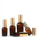 Empty Mini 10ml 20ml 30ml 50ml 100ml Amber Lotion Glass Mist Spray Bottle with Pump Sprayer Gold Cap