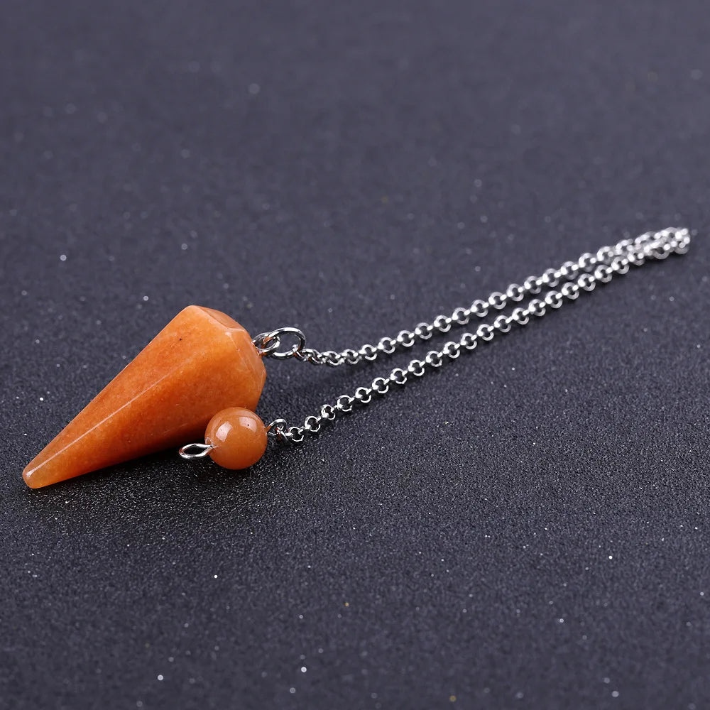 HY Customized logo Natural Crystal Conical Pendulum Quartz Mineral Jewelry wicca Ling Pendulum for garden decoration