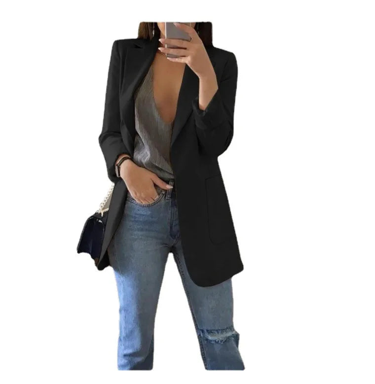 Women's Blazers Jacket  Spring and Autumn Female Jacket Plus Size 5XL Office Long Sleeve Solid Color Coat Loose Casual Clothes