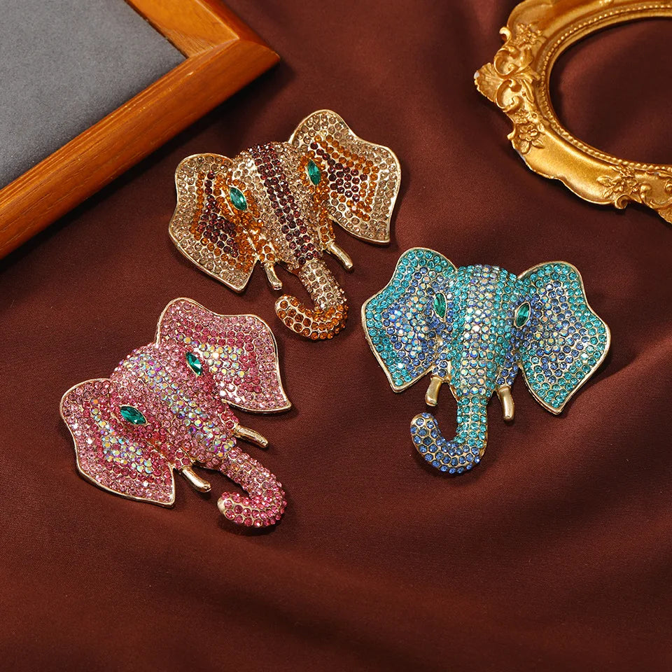 New Diamond Elephant Brooch Alloy Cross-border Personalized Animal Pin Fashion Animal Brooch