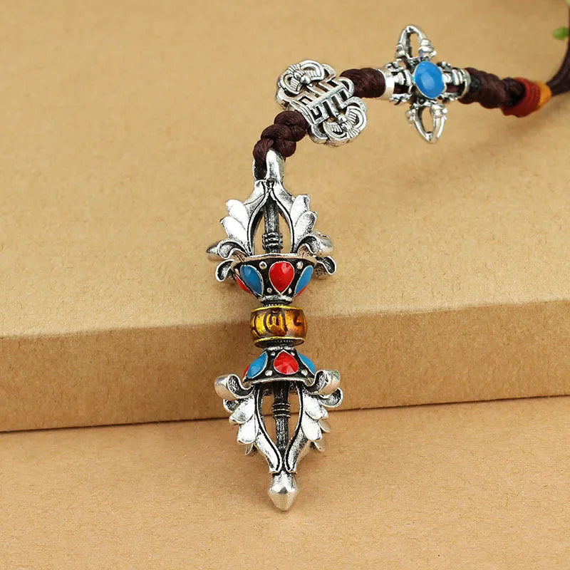 New Tibetan Six-character Mantra Prayer Wheel Pendant Vajra Car Keychain