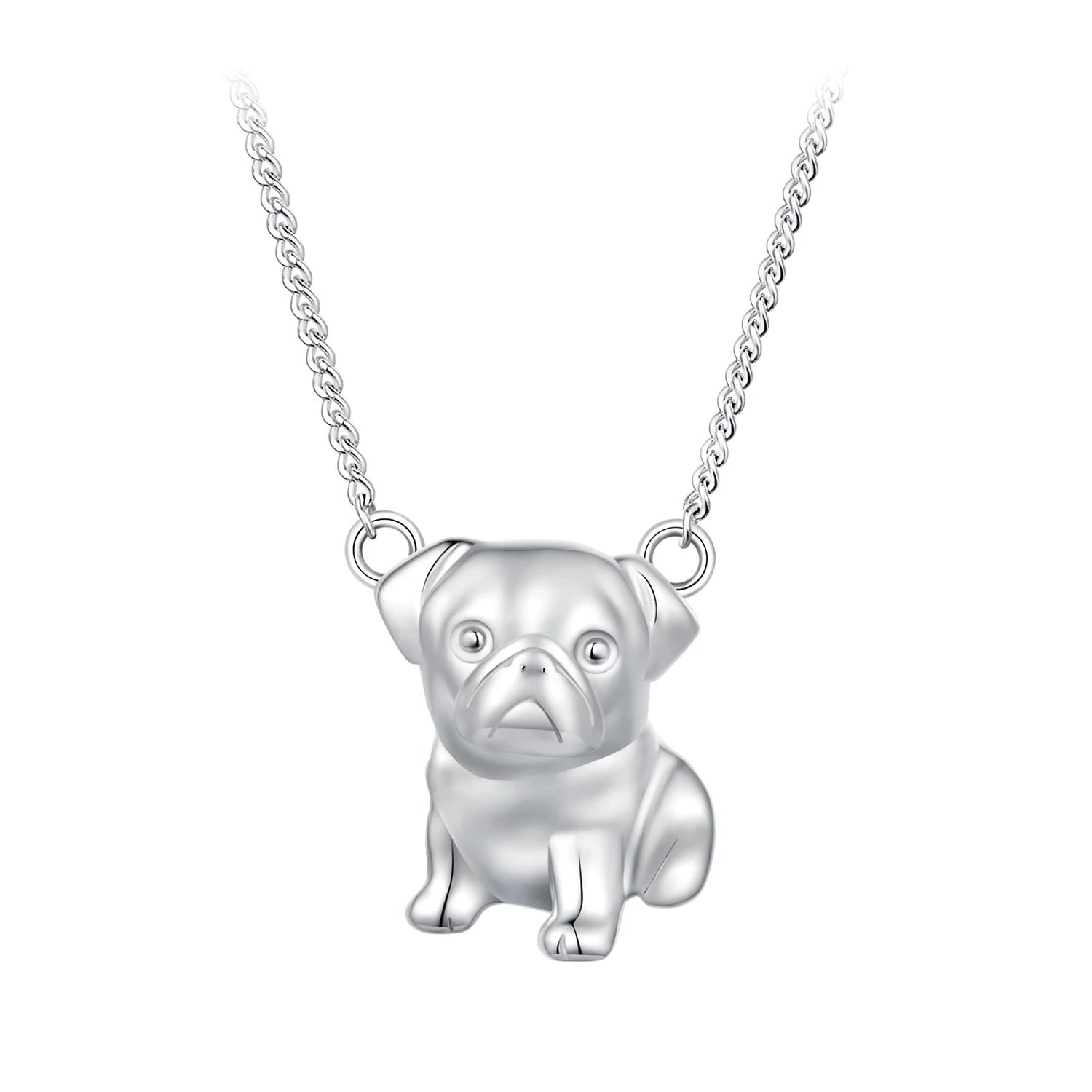 925 Sterling Silver Cute Pug Pendant Necklace Dog Neck Chain for Women Girls Birthday Gift Original Design Fine Jewelry BSN354